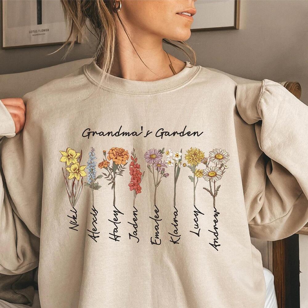 Grandma Garden sweatshirt, Birthflower sweatshirt
